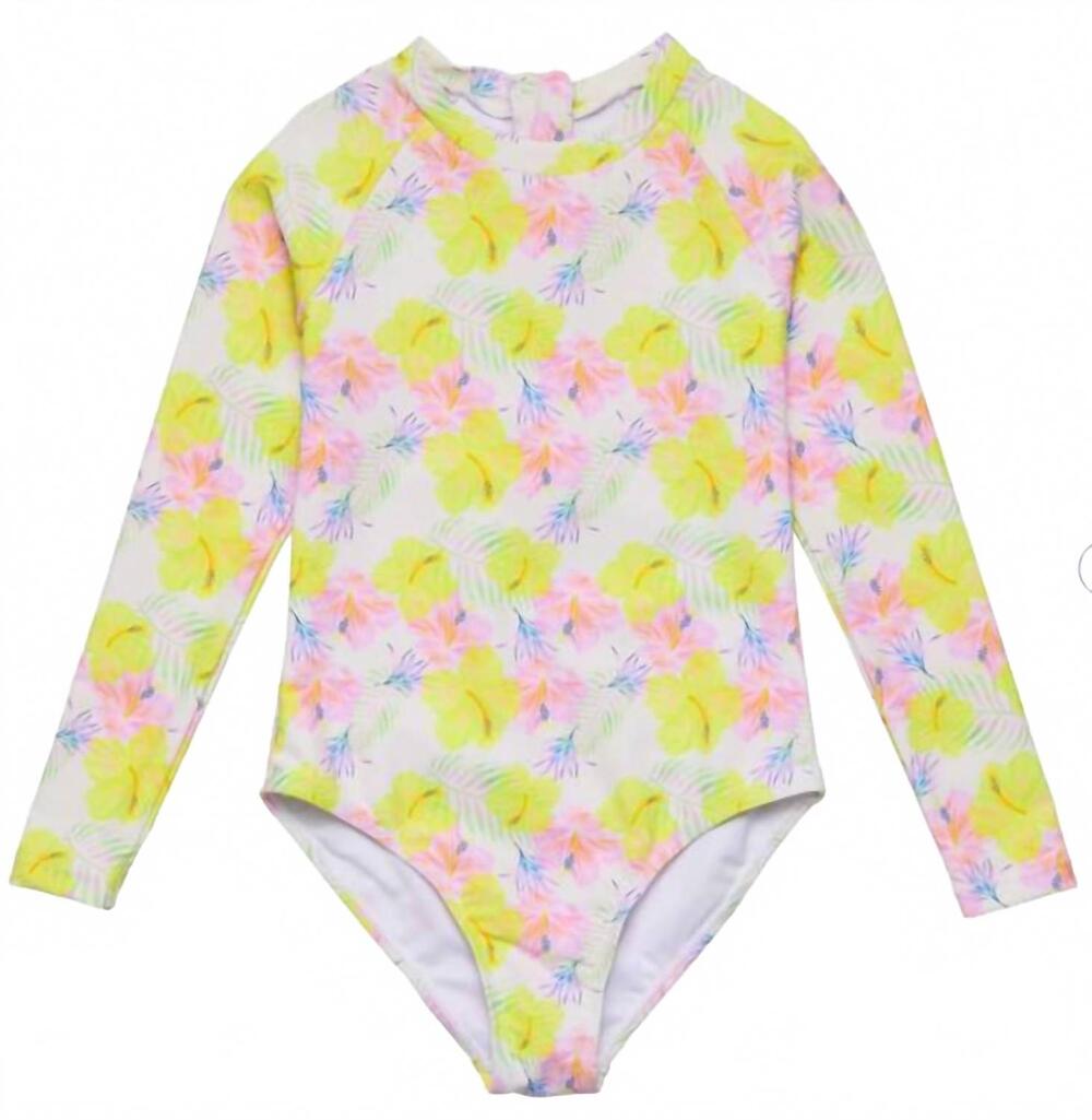 NEW SNAPPER ROCK girl's aloha vacay long sleeve surf suit without frills in pink